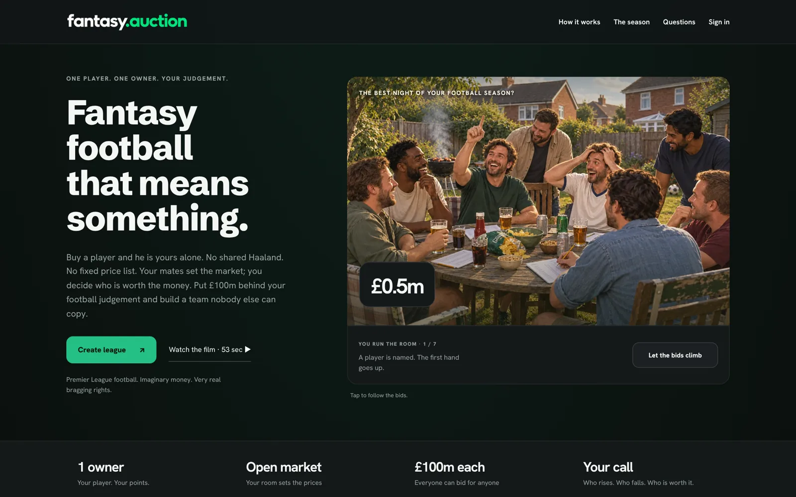 fantasy.auction homepage