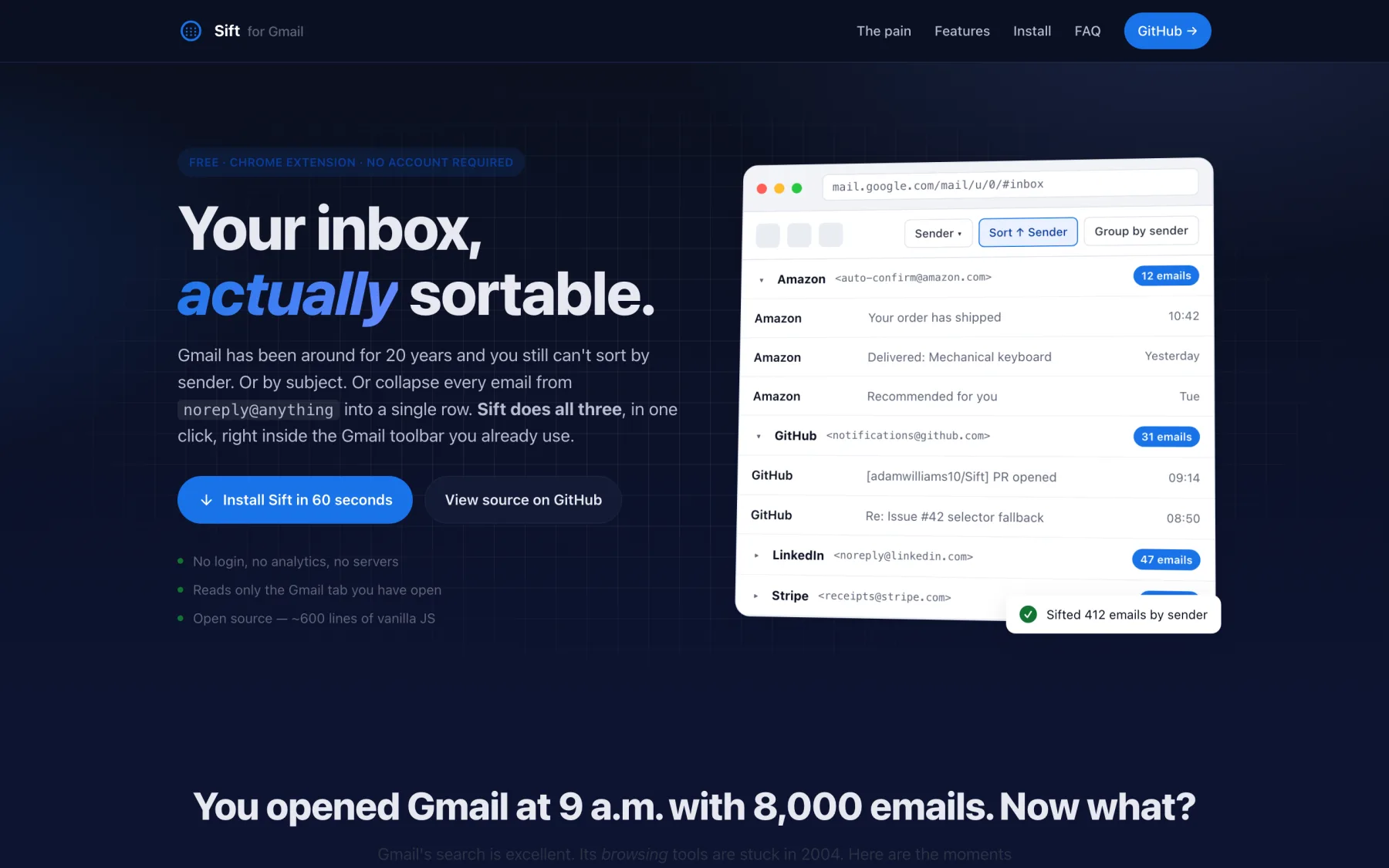Sift for Gmail hero screenshot