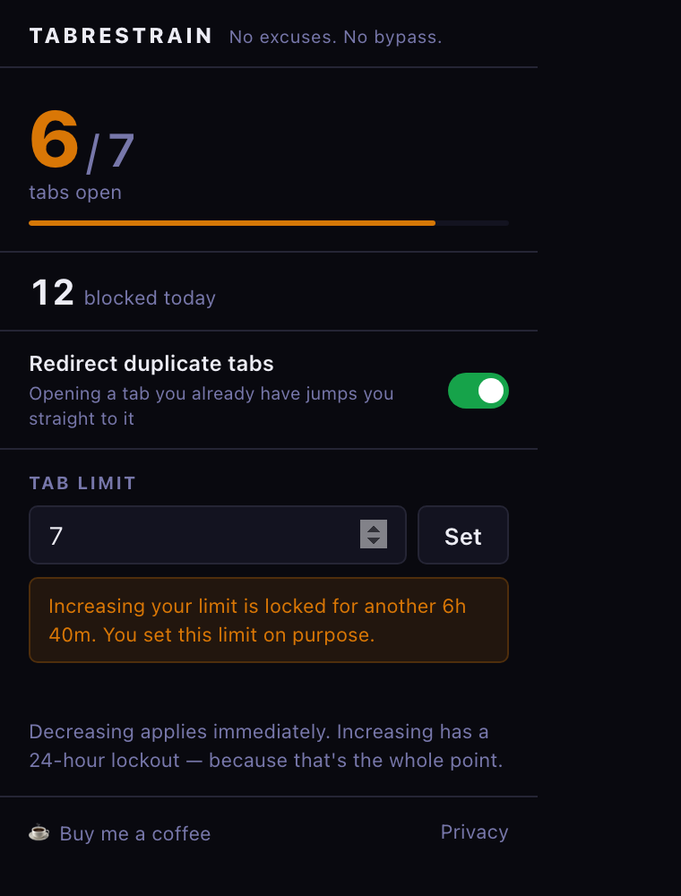 Tab Restrain hero screenshot